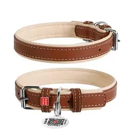 Ошейник для собак кожаный Waudog Soft с QR-паспортом Ш 20 мм Д 30-39 см коричневый