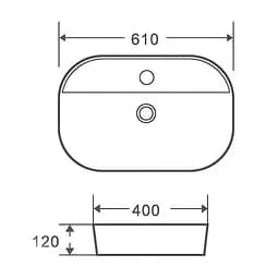 Раковина накладна Mixxus Premium ELLIPSE-0204 з отвором під змішувач (MP6679) - мініатюра 4
