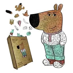 Дерев'яний фігурний пазл Чіловий Хлопець, А5, Дерев'яна коробка 35 елементів