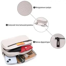 Зручна сумка жіноча з накладною кишенею з натуральної шкіри Vintage 22642 біла - мініатюра 4
