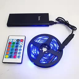 Світлодіодна RGB стрічка чорна кольорова 5 м SMD LED 5050 USB - мініатюра 5