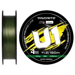 Шнур Favorite U1 PE 4x 150 м (dark green) 1.2/0.191 мм 16 lb/7.2 кг