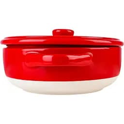 Форма для запікання МВМ My Home кругла з кришкою M 22.5х18х7.5 см (KP-45 M WHITE/RED) - мініатюра 7