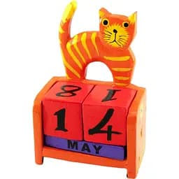 Календар настільний Кіт дерево помаранчевий 14.5х10х5.5 см