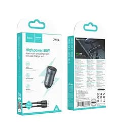 Автомобільний зарядний пристрій Hoco Z62A Energy single port PD30W car charger Темно-сірий - мініатюра 2