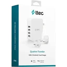 Мережевий зарядний пристрій Ttec Quattro Traveler 4хUSB 5.1A/25Вт White (2SC02BUK)