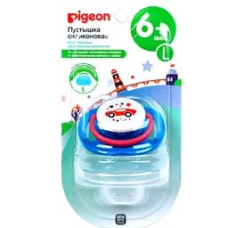 Пустышка Pigeon Машинка, размер L, темно-синий (26987)
