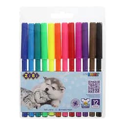 Фломастери кольорові 12 кольорів "Коти та собаки", KIDS LINE ZB.2815 ZiBi (4823078987686)