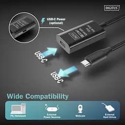 Подовжувач Digitus USB 3.2 Gen1 Active Cable 5G, C/MC/F, 10м, чорний - мініатюра 5