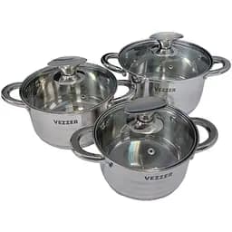 Набір каструль Vezzer з 5-шаровим дном та порожнистими ручками 3 шт. (VZ1293-6)