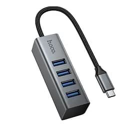 Адаптер Hoco HB1C Type-C-to-4USB3.0 серый