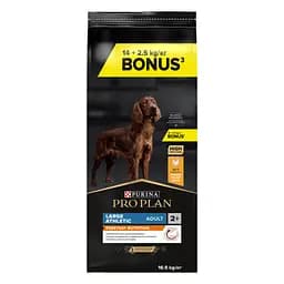 Сухий корм для дорослих собак великих порід з чутливим травленням Purina Pro Plan Large Athletic, з куркою, 14 кг + 2.5 кг