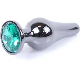 Анальна пробка Boss Of Toys Boss Series - Jewellery Dark Silver Butt Plug Green, BS6400060, Срібний / Зелений