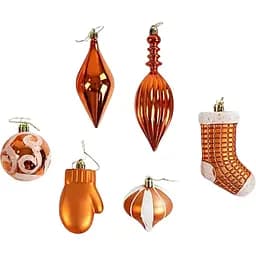 Набор новогодних украшений 50 игрушек на елку, оранжевого цвета (161640)