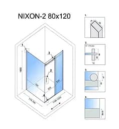 Душова кабіна Rea Nixon 80x120 P chrome REA-K5010 + REA-K5003, Хром, Права, прозорий, хром - мініатюра 5