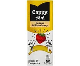 Cappy mini Banana Strawberry, 0,2 л, Нектар Банан-Полуниця Каппі міні, з трубочкою