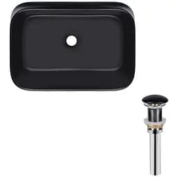 Комплект Qtap Scorpio: Раковина накладная прямоугольная 550х390х120 мм Matt Black + Донный клапан PU03 (QT14112243MBN47298)