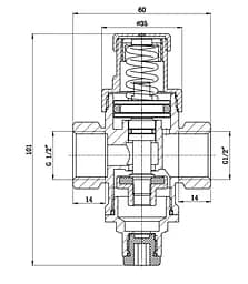 Редуктор тиску посилений Thermo Alliance Standart 1/2" ВВ, нікель PN16 SF241W15 - мініатюра 2