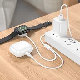 Кабель Borofone BQ22 2в1 USB to Lightning/iWatch Qi 1.2m білий - мініатюра 2