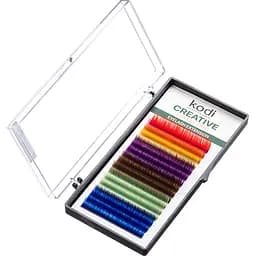 Накладні вії Kodi Professional завиток В 16 рядів 0.07 мм 10 мм упаковка Creative Collection райдужні