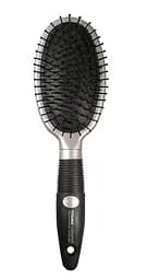 Массажная щетка для волос овальная Titania с прорезиненной ручкой, 10 рядов, серебристый (1762)