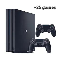 Консоль Sony PlayStation 4 PRO 1TB Black ПЗ12 обслугована + 2 Геймпада бездротових DualShock 4 + 25 ігр + гарантія б/в