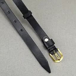 Ремінь шкіряний жіночий вузький чорний HC-1562 (115 см) - мініатюра 4
