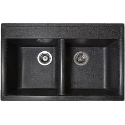 Гранітна кухонна мийка Romzha Valuri 78-2D Grafit (201) з двома чашами