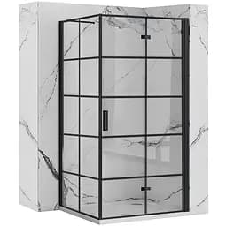 Душова кабіна Rea Molier 80x100 black REA-K8412 + REA-K6963, Чорний матовий, Універсальна, прозорий
