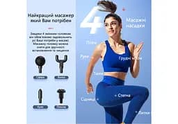 Масажний пістолет EasyFit Impact (портативний вібромасажер для тіла з 4 насадками) (EF-2071) - мініатюра 2