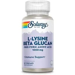 Амінокислота Solaray L-Lysine 1000 mg & Beta Glucan, 60 вегакапсул