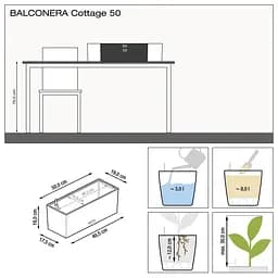 Вазон Lechuza Balconera Cottage, 8 л, гранітовий (15602) - мініатюра 3