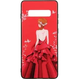 Чохол-накладка Toto Glass Fashionable Case Samsung Galaxy S10+ Red Dress Girl