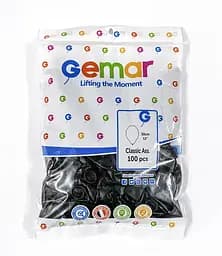Надувні повітряні кульки Gemar 26 см (10") 100 шт наповнення повітрям або гелієм Чорний - мініатюра 2