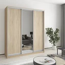Шкаф-купе трехдверный MebelStar Уни AL 2ДСП/Зеркало 180x60x210 см Дуб сонома (MBS-3085)