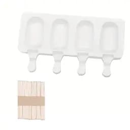 Форма силіконова для морозива Ескімо та євродесертів з паличками (4 комірки) 26х10.5 см, Kitchen Master Білий 87471