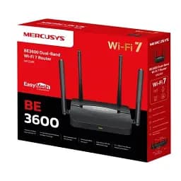 Роутер Mercusys MR25BE, чорний, WiFi 7 (5GHz до 2880 MB/s/2.4GHz до 688 MB/s), 3xGLan, 1xGWan, MLO, 4 зовнішніх антен