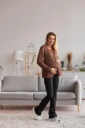 Жіночий трикотажний лонгслів для вагітних Wien розмір L-XL (46-48) Lullababe Шоколадний - мініатюра 8