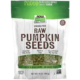 Насіння гарбуза Now Foods Pumkin Seeds Raw 454 г