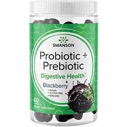 Пробіотик + Пребіотик Swanson Probiotic + Prebiotic Blackberry 60 жувальних цукерок