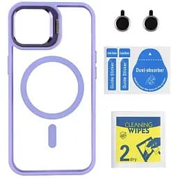 Чохол із підставкою MagSafe TPU PC Metal Stand Case and Camera Lenses Apple iPhone 15 Purple