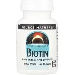 Біотин Source Naturals Biotin 5000 мкг 60 таблеток (2023-10-4622)