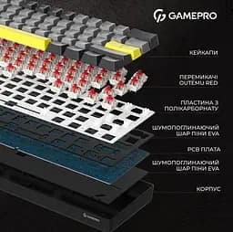 Клавіатура ігрова механічна GamePro GPMK-130R Pro Black Hot-Swap Outemu Red Swich RGB 2.4G/Bluetooth/USB - мініатюра 7