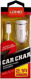 Автомобильное зарядное устройство LDNIO DL-C12 Car charger 1USB 2.1A + Lightning cable White