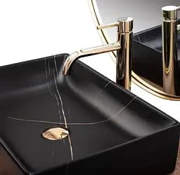 Умивальник Rea Inga накладний black marble mat REA-U8006, Чорний матовий - мініатюра 8