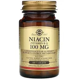 Вітамін В3 ніацин Solgar Niacin 100 мг 100 таблеток
