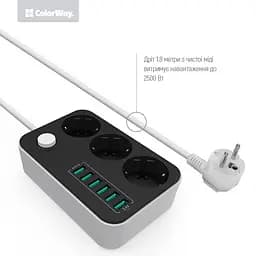 Мережевий фільтр-подовжувач СolorWay 3 розетки/6USB (CW-CHE36B) - мініатюра 3