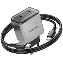 МЗП Borofone BN21 Lena PD40W+QC3.0 (2USB-C) + кабель Type-C to Type-C Metal gray - мініатюра 6