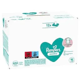 Набір дитячих вологих серветок Pampers Sensitive 624 шт. (12 уп. по 52 шт.) - мініатюра 3