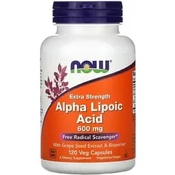 Альфа-ліпоєва кислота Now Foods Alpha Lipoic Acid підвищена міцність 600 мг 120 вегетаріанських капсул